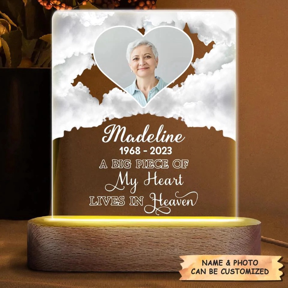 Mother’s Day Led Lights, Personalized Memorial Night Light, Gift For Family Member, A Big Piece Of My Heart Lives In Heaven Mother’s Day Led Lights, Personalized Memorial Night Light, Gift For Family Member, A Big Piece Of My Heart Lives In Heaven