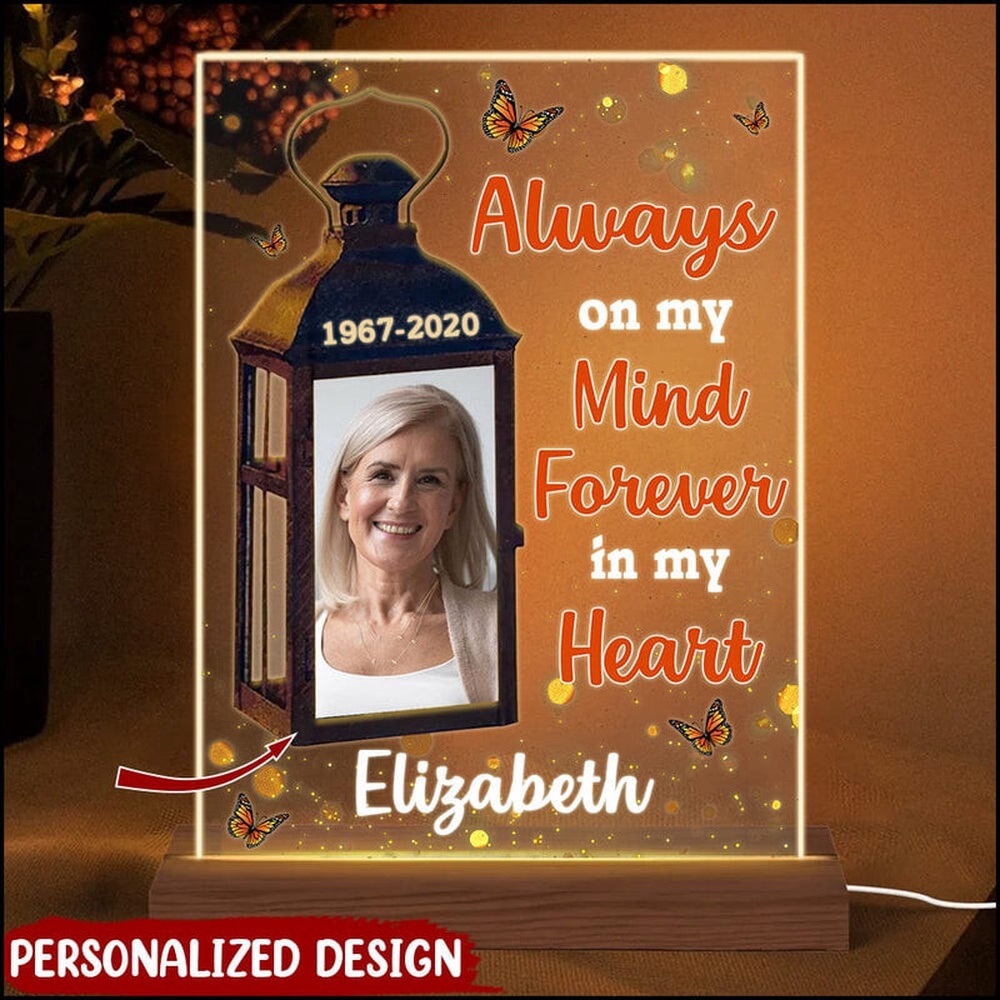 Mother’s Day Led Lights, Personalized Memorial Photo 3D LED Light, Always on my mind Forever in my heart Mother’s Day Led Lights, Personalized Memorial Photo 3D LED Light, Always on my mind Forever in my heart