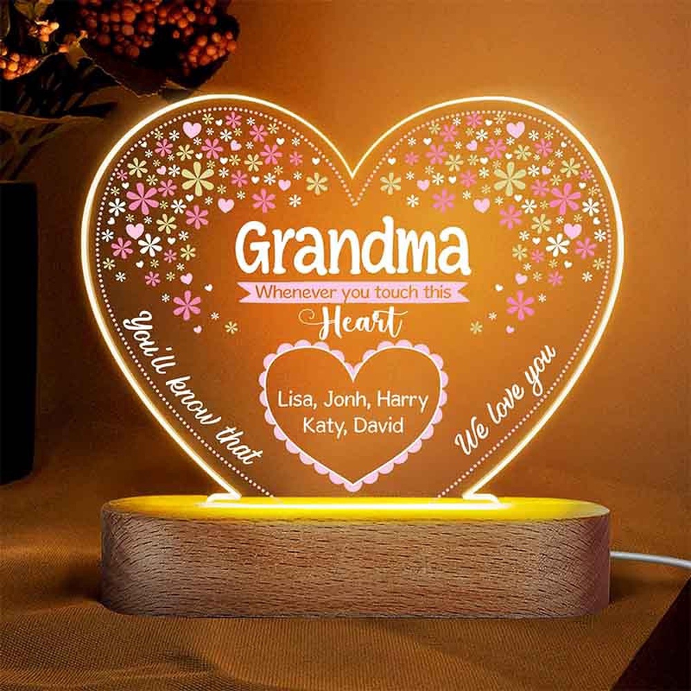 Mother’s Day Led Lights, Personalized Mother’s Day Gift Ideas Night Light, Custom Grandma’s Nickname And Kid Names, Custom Mothers Day Gifts