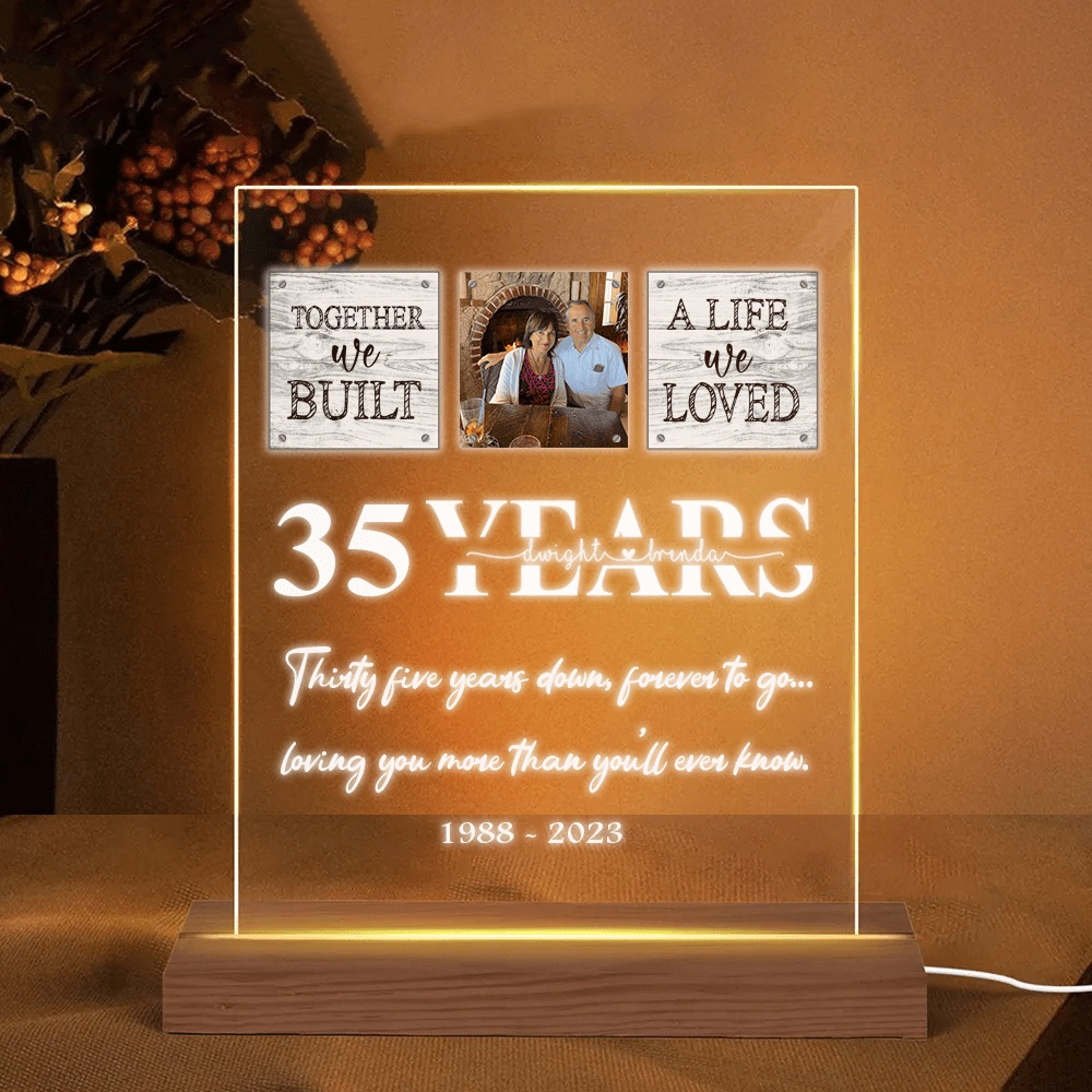 Mother’s Day Led Lights, Personalized Wedding Anniversary Night Light 35th For Husband and Wife Night Light