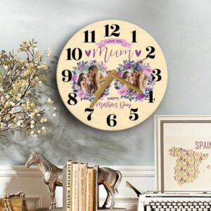 Mum Mother s Day Gift Yellow Flower Photos Personalised Wooden Clock Mother s Day Clock Custom Mothers Day Gifts 2 cqeiks.jpg
