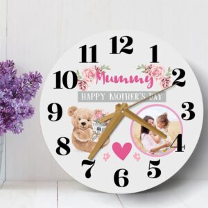 Mummy Mother s Day Gift Bear Photo Grey Personalised Wooden Clock Mother s Day Clock Custom Mothers Day Gifts 3 avmta2.jpg
