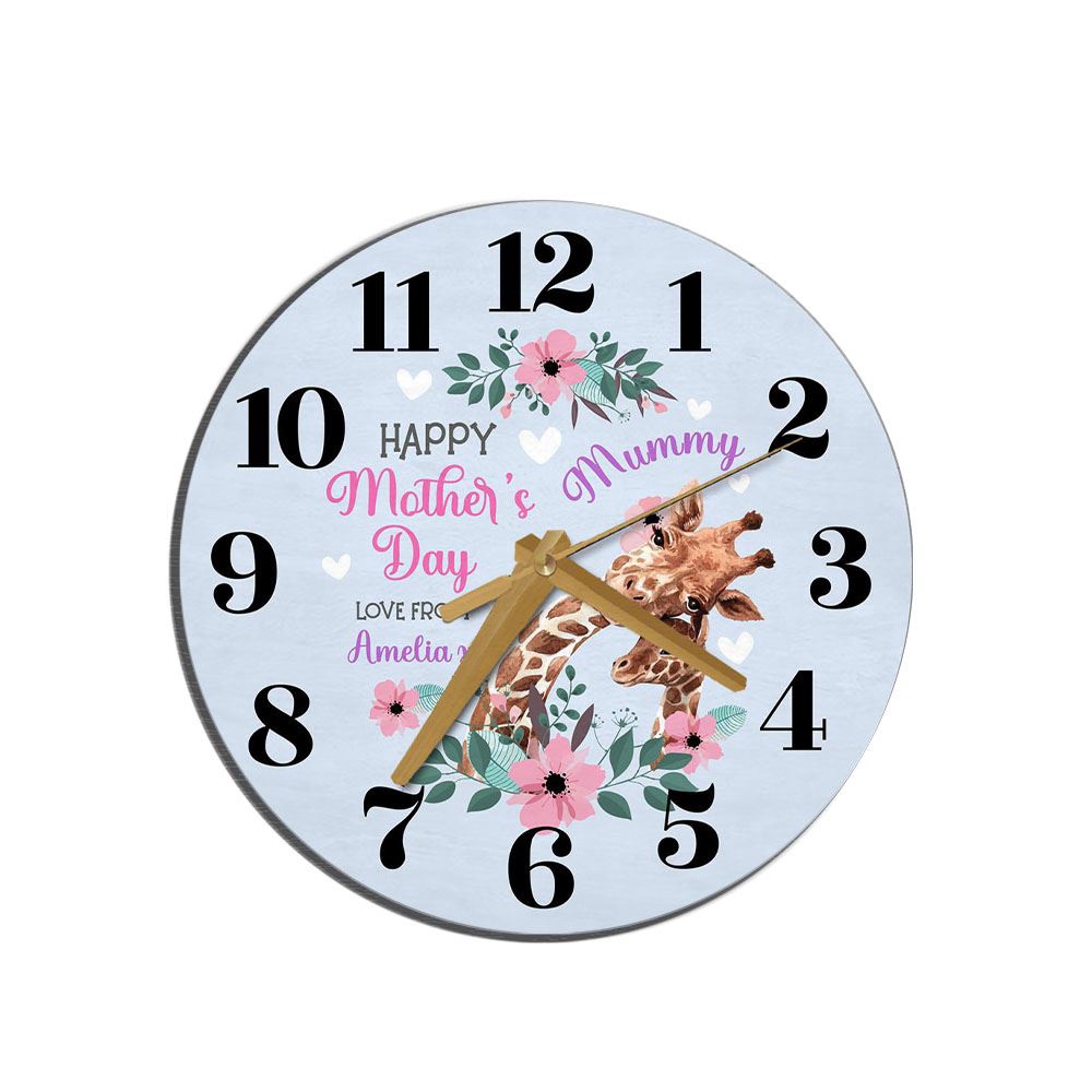 Mummy Mother’s Day Gift Giraffe Blue Personalised Wooden Clock, Mother’s Day Clock, Mother’s Day Gifts Mummy Mother’s Day Gift Giraffe Blue Personalised Wooden Clock, Mother’s Day Clock, Mother’s Day Gifts