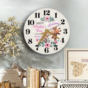 Mummy Mother s Day Gift Giraffe Neutral Personalised Wooden Clock Mother s Day Clock Mother s Day Gifts 2 enqbxd.jpg