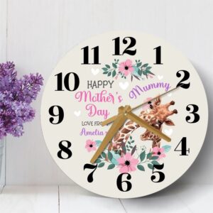 Mummy Mother s Day Gift Giraffe Neutral Personalised Wooden Clock Mother s Day Clock Mother s Day Gifts 3 mzya4g.jpg