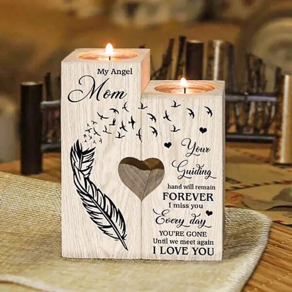 My Angel Mom, I Miss You Every Day Candle Holder Candlestick, Mothers Day Candle