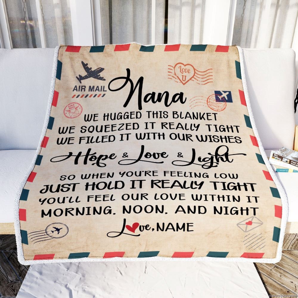 Nana Blanket From Grandkids We Hugged This Blanket Mail Letter, Personalized Blanket For Mom, Mother’s Day Gifts Blanket