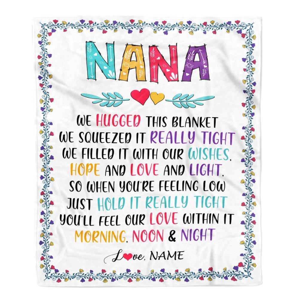 Nana Blanket From Grandkids We Hugged This Blanket, Personalized Blanket For Mom, Mother’s Day Gifts Blanket Nana Blanket From Grandkids We Hugged This Blanket, Personalized Blanket For Mom, Mother’s Day Gifts Blanket