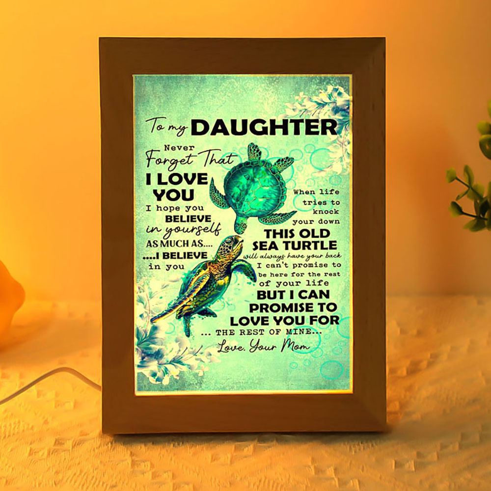 Never Forget That I Love You Mom To Daughter Frame Lamp, Picture Frame Light, Frame Lamp, Mother’s Day Gifts