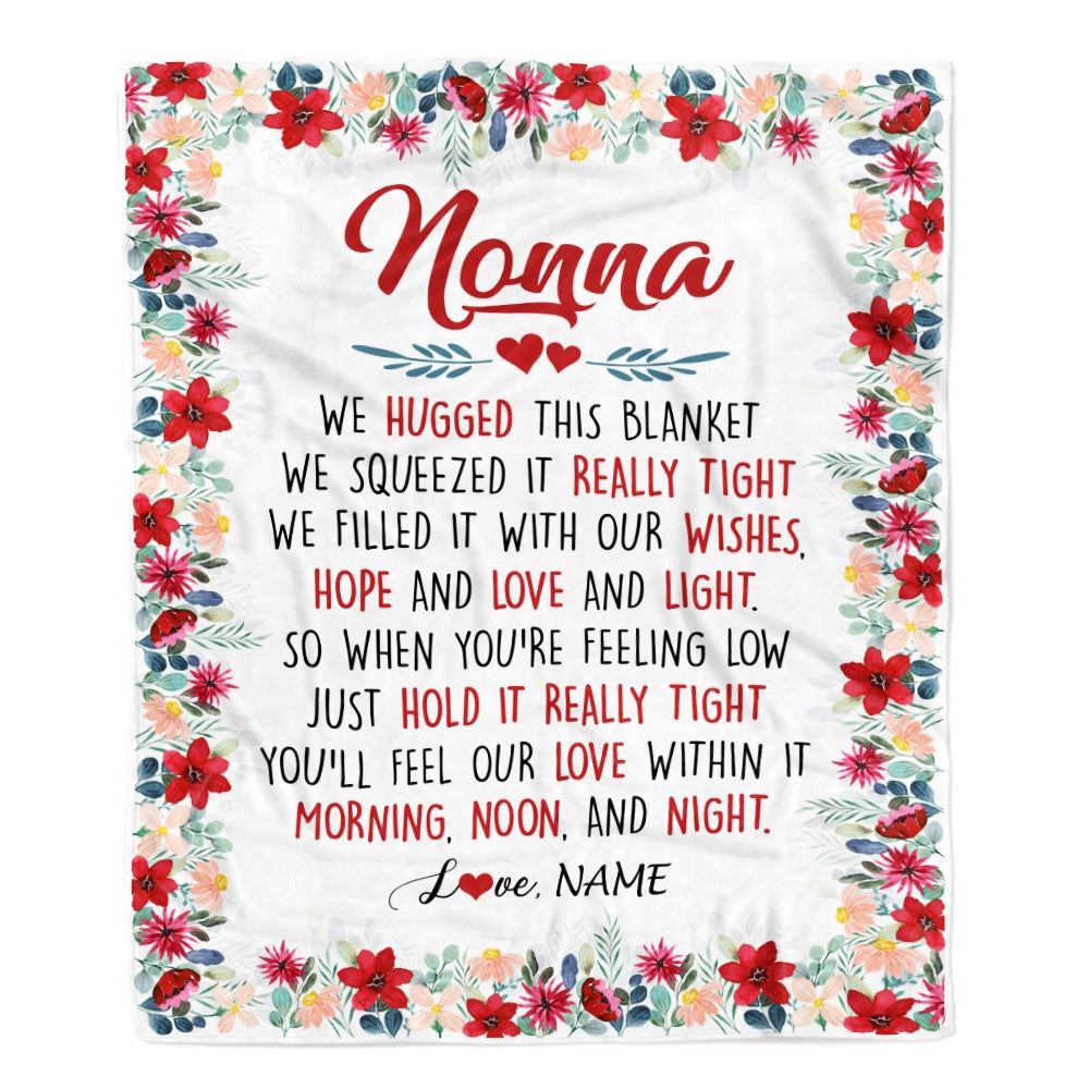 Nonna Blanket From Grandkids Grandson Granddaughter We Hugged This Blanket, Personalized Blanket For Mom, Mother’s Day Gifts Blanket