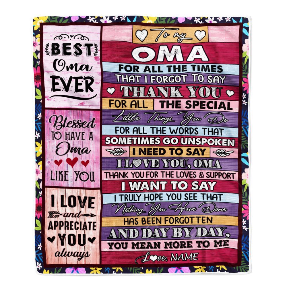 Oma Blanket From Granddaughter Grandson Thank You For The Love, Personalized Blanket For Mom, Mother’s Day Gifts Blanket