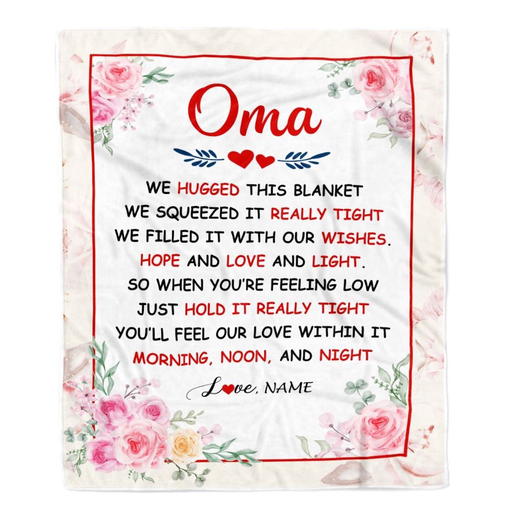 Oma Blanket From Grandkids Granddaughter Grandson We Hugged This Blanket Floral, Personalized Blanket For Mom, Mother’s Day Gifts Blanket Oma Blanket From Grandkids Granddaughter Grandson We Hugged This Blanket Floral, Personalized Blanket For Mom, Mother’s Day Gifts Blanket