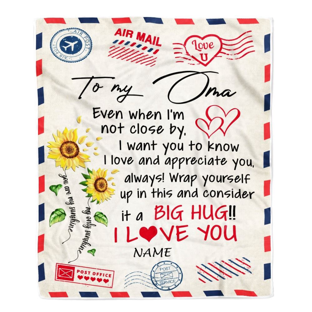 Oma Blanket From Grandkids Love Big Hug Air Mail Letter Sunflower, Personalized Blanket For Mom, Mother’s Day Gifts Blanket Oma Blanket From Grandkids Love Big Hug Air Mail Letter Sunflower, Personalized Blanket For Mom, Mother’s Day Gifts Blanket