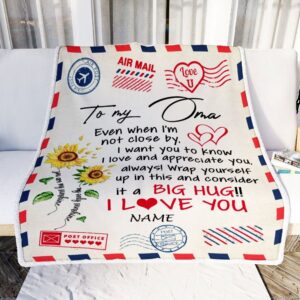 Oma Blanket From Grandkids Love Big Hug Air Mail Letter Sunflower Personalized Blanket For Mom Mother s Day Gifts Blanket 2 pmhehl.jpg