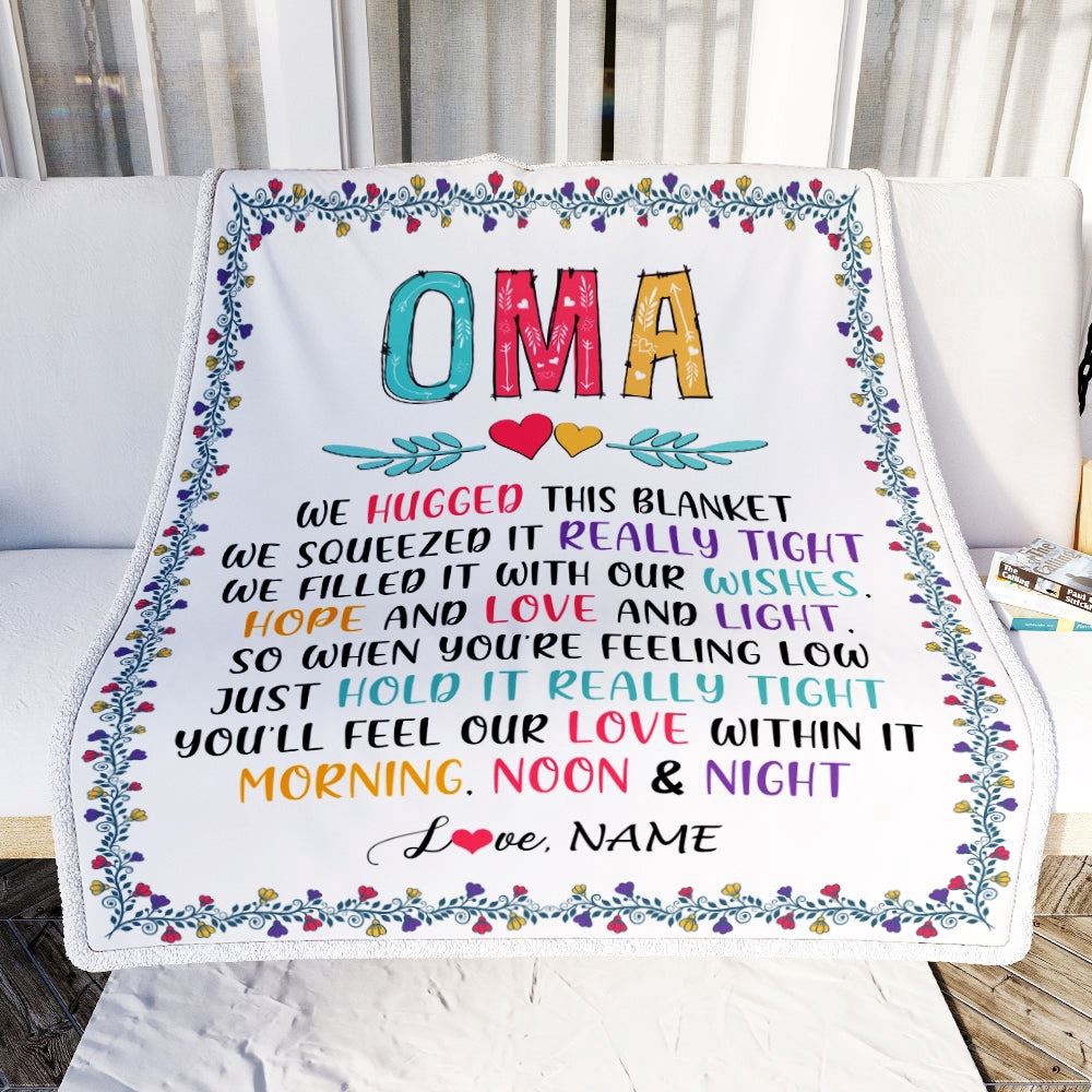 Oma Blanket From Grandkids We Hugged This Blanket, Personalized Blanket For Mom, Mother’s Day Gifts Blanket Oma Blanket From Grandkids We Hugged This Blanket, Personalized Blanket For Mom, Mother’s Day Gifts Blanket