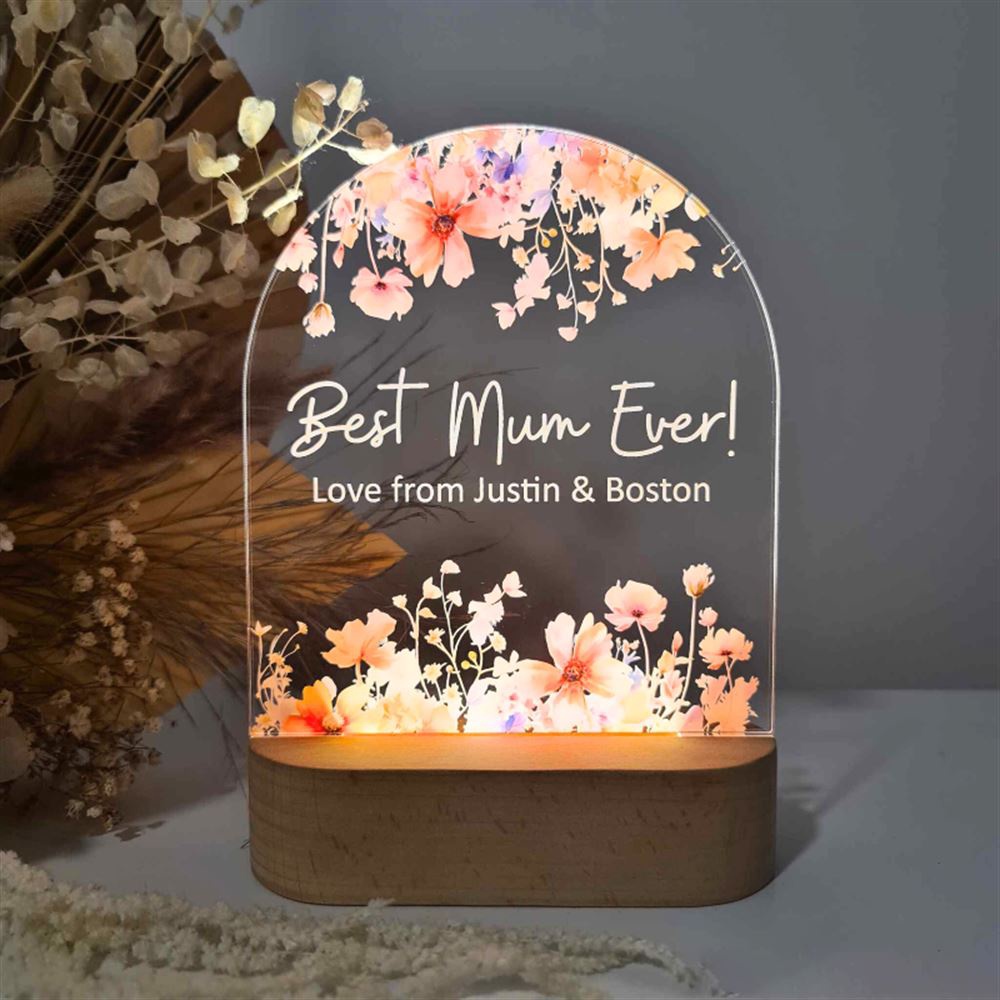 Personalised Handcrafted Floral LED Lamp for Mother’s Day, Best Mum Ever 3D Led Light Wooden Base, Custom Mothers Day Gifts Personalised Handcrafted Floral LED Lamp for Mother’s Day, Best Mum Ever 3D Led Light Wooden Base, Custom Mothers Day Gifts