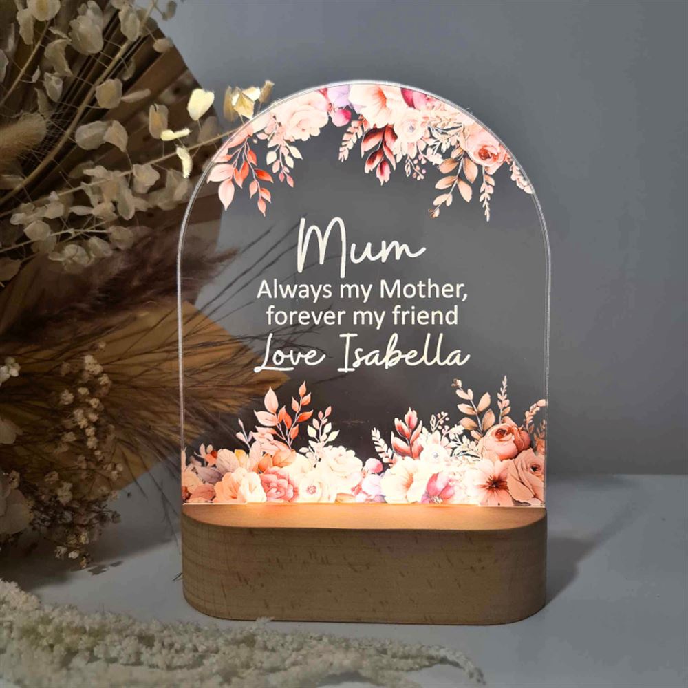 Personalised Handcrafted Floral LED Lamp for Mother’s Day, Mum Forever My Friend 3D Led Light Wooden Base, Custom Mothers Day Gifts Personalised Handcrafted Floral LED Lamp for Mother’s Day, Mum Forever My Friend 3D Led Light Wooden Base, Custom Mothers Day Gifts
