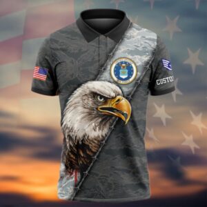Personalized Name Rank US Air Force Polo…