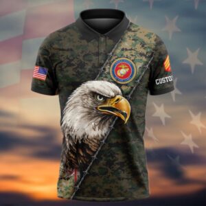 Personalized Name Rank US Marine Corps Polo…