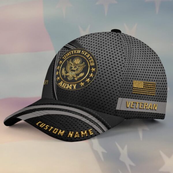 Personalized Name Rank US Veteran Army Baseball Cap, Veteran Baseball Hats, Veteran Baseball Cap