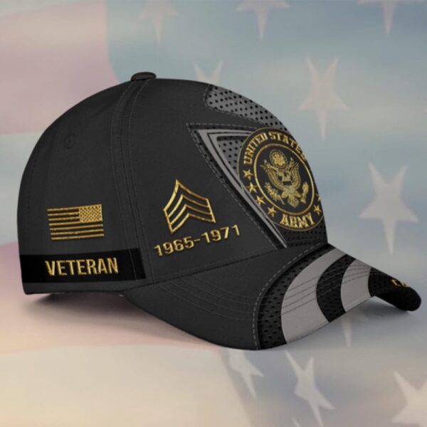 Personalized Name Rank US Veteran Army Baseball Cap, Veteran Baseball Hats, Veteran Baseball Cap