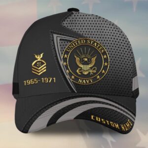 Personalized Name Rank US Veteran Navy Baseball Cap, Veteran Baseball Hats, Veteran Baseball Cap