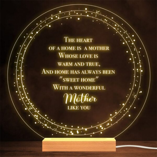 Poem For Mum Mother’s Day Round Gift Lamp Night Light, Mother’s Day Lamp, Mother’s Day Led Lights