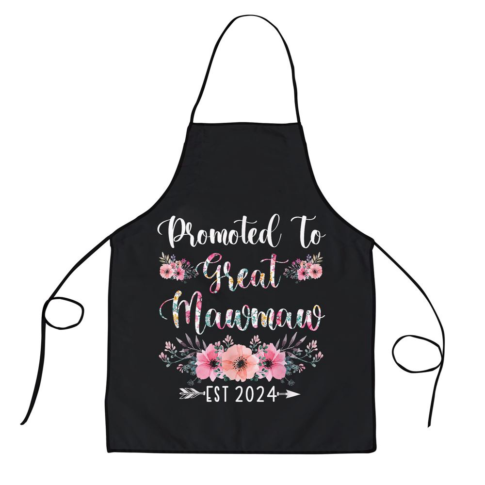 Promoted To Great Mawmaw Est 2024 Flower Apron, Aprons For Mother’s Day, Mother’s Day Gifts