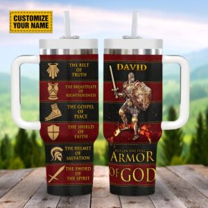 Put On The Full Armor Of God Customized Jesus Stanley Tumbler 40oz, Christian Tumbler, Christian Tumbler Cups