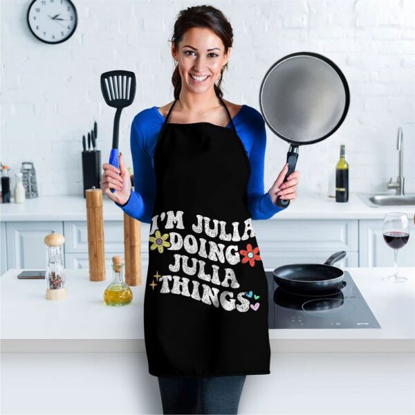 Retro Groovy Im JULIA Doing JULIA Things Funny Mothers Day Apron, Aprons For Mother’s Day, Mother’s Day Gifts