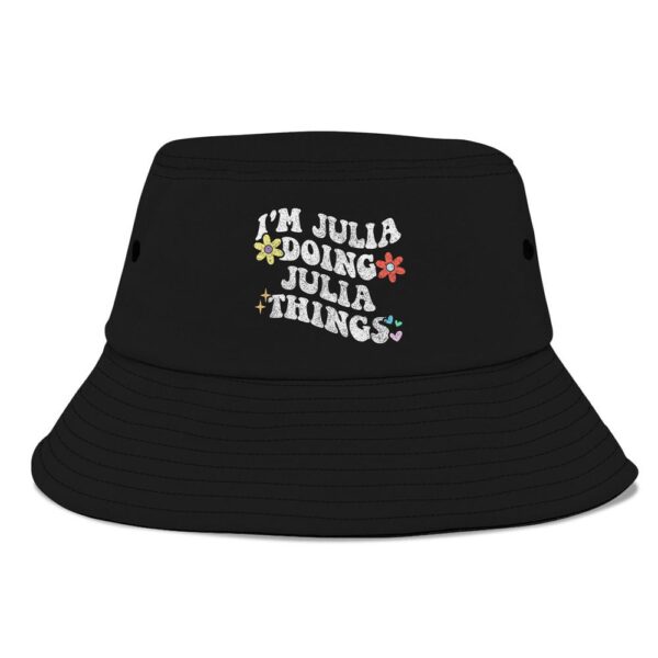 Retro Groovy Im Julia Doing Julia Things Funny Mothers Day Bucket Hat, Mother Day Hat, Mother’s Day Gifts