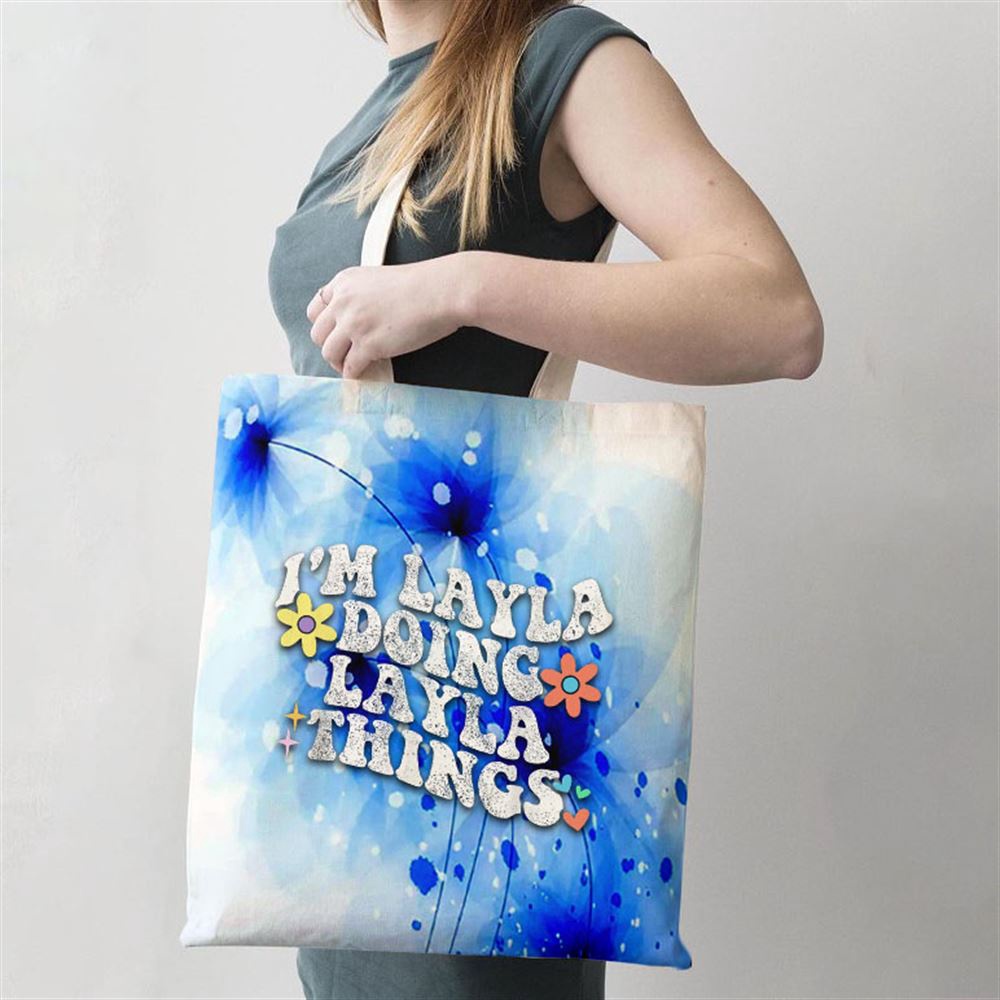 Retro Groovy Im Layla Doing Layla Things Funny Mothers Day Tote Bag, Mom Tote Bag, Tote Bags For Moms, Gift Tote Bags