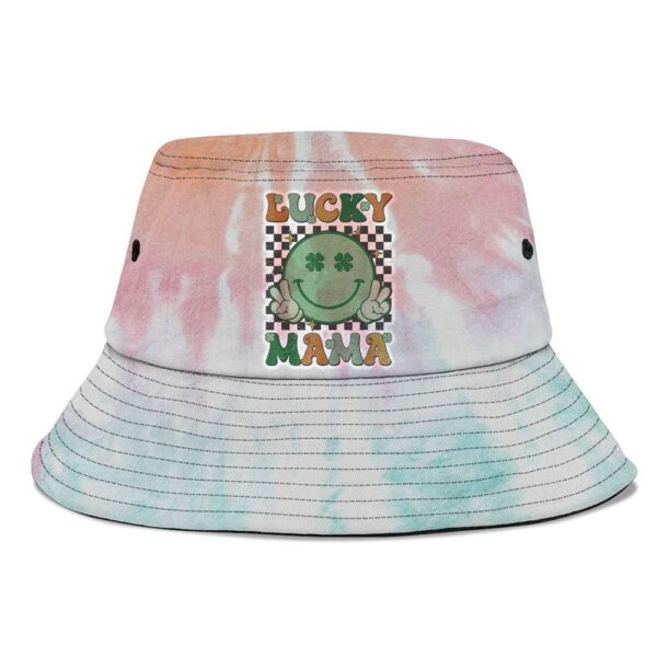 Retro Groovy St Patricks Day Lucky Mama Smile Mom Mother Bucket Hat, Mother Day Hat, Mother’s Day Gifts
