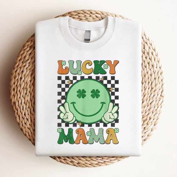 Retro Groovy St Patricks Day Lucky Mama Smile Mom Mother Sweatshirt, Mother Sweatshirt, Sweatshirt For Mom, Mum Sweatshirt