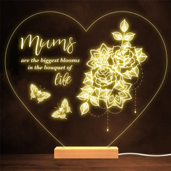 Rose Tattoo Beads Butterflies Pretty Mother’s Day Gift Night Light, Mother’s Day Lamp, Mother’s Day Led Lights