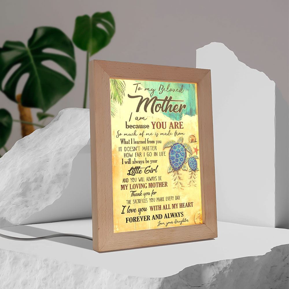 Sea Turtle To My Beloved Mother Premium Frame Lamp, Picture Frame Light, Frame Lamp, Mother’s Day Gifts