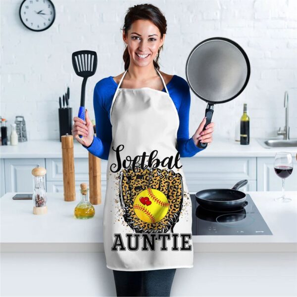 Softball Auntie Leopard Game Day Aunt Mother Apron, Mothers Day Apron, Mother’s Day Gifts