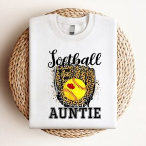 Softball Auntie Leopard Game Day Aunt Mother…