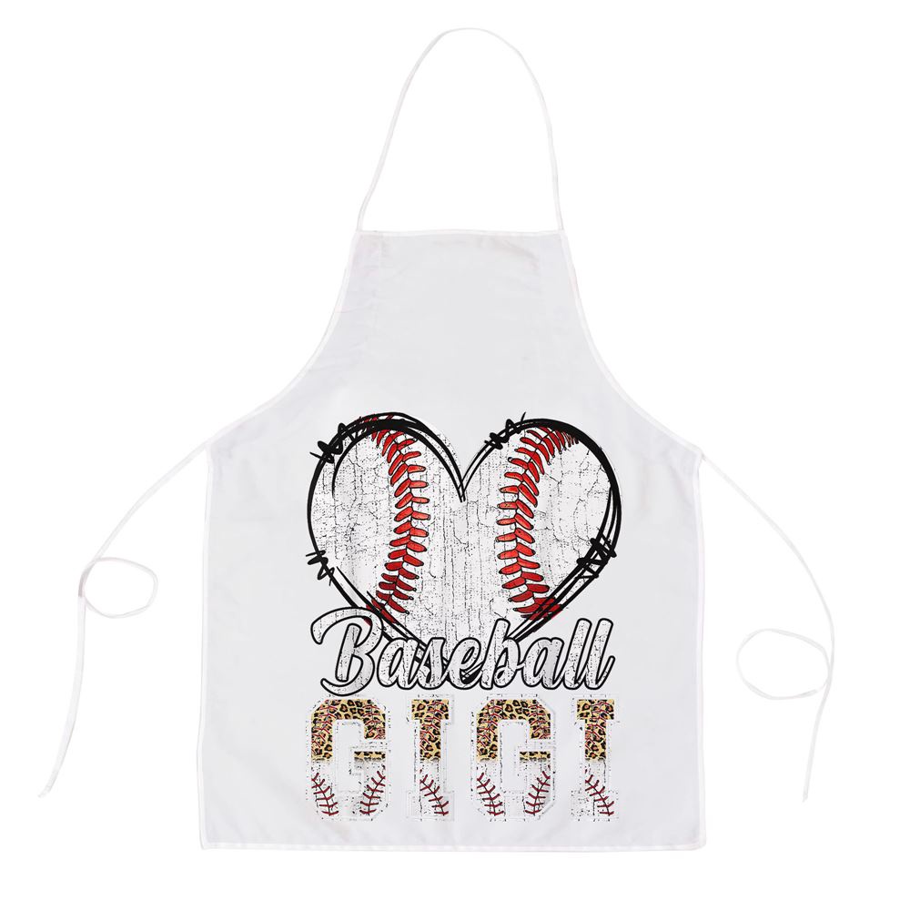 Softball Baseball Gigi Heart Leopard Print Mothers Day Apron, Mothers Day Apron, Mother’s Day Gifts
