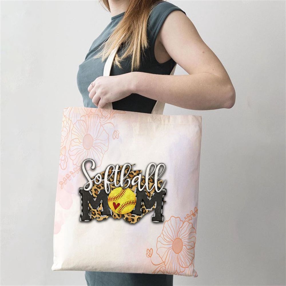 Softball Mom Leopard Funny Baseball Mom Mothers Day Tote Bag, Mom Tote Bag, Tote Bags For Moms, Mother’s Day Gifts