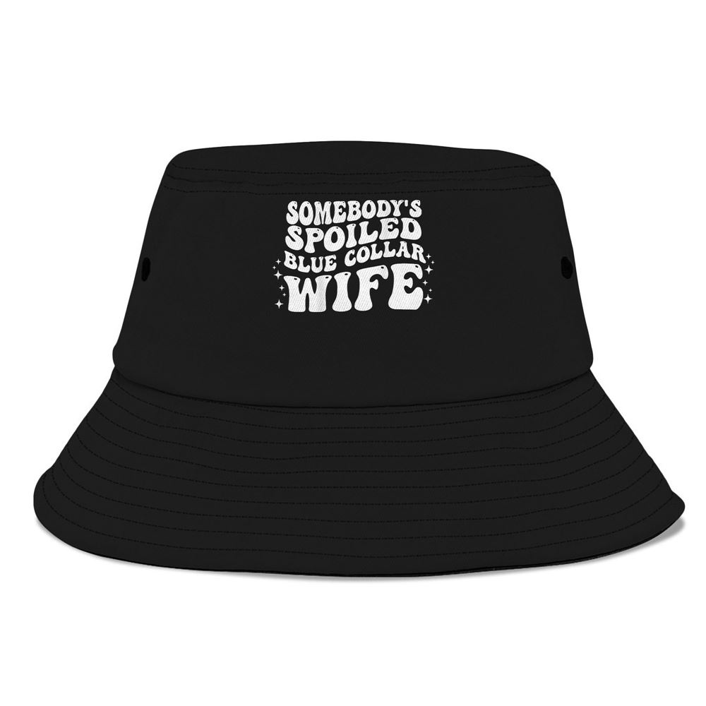 Somebodys Spoiled Blue Collar Wife Groovy Mothers Day Bucket Hat, Mother Day Hat, Mother’s Day Gifts