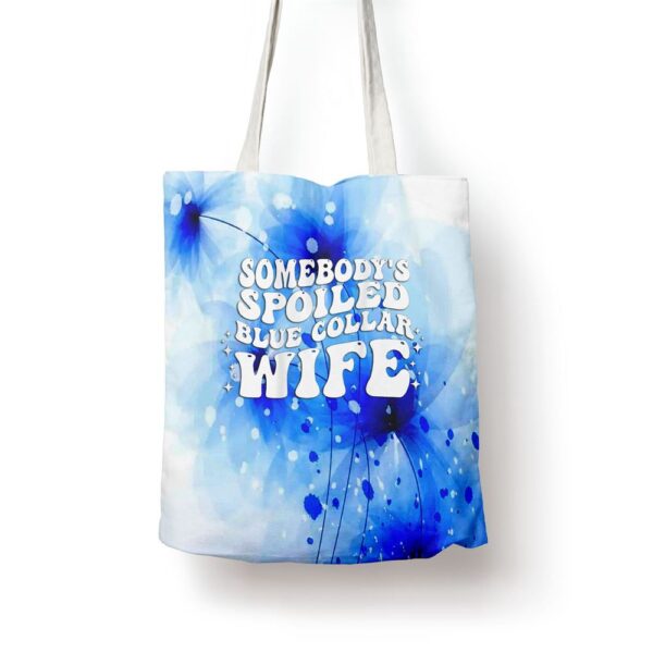 Somebodys Spoiled Blue Collar Wife Groovy Mothers Day Tote Bag, Mom Tote Bag, Tote Bags For Moms, Gift Tote Bags