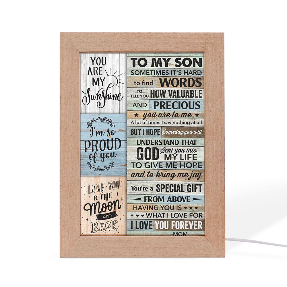 Sometimes It’S Hard To Find Words Mom To Son Frame Lamp, Picture Frame Light, Frame Lamp, Mother’s Day Gifts