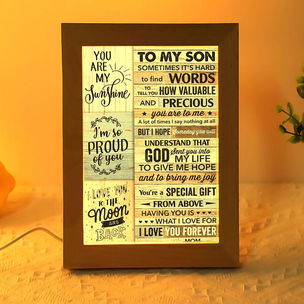 Sometimes It’S Hard To Find Words Mom To Son Frame Lamp, Picture Frame Light, Frame Lamp, Mother’s Day Gifts