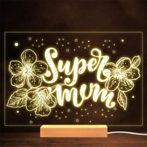 Super Mum Flowers Mother’s Day Gift Lamp…