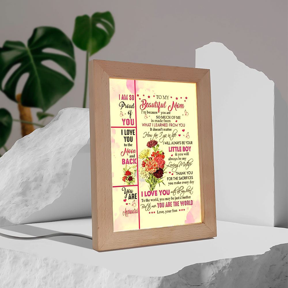 Thank You For All The Sacrifices Frame Lamp, Picture Frame Light, Frame Lamp, Mother’s Day Gifts