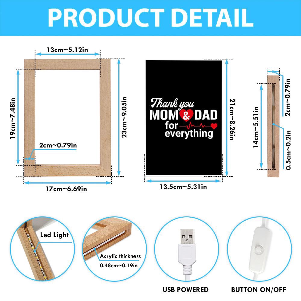 Thanks Mom And Dad Frame Lamp, Picture Frame Light, Frame Lamp, Mother’s Day Gifts Thanks Mom And Dad Frame Lamp, Picture Frame Light, Frame Lamp, Mother’s Day Gifts