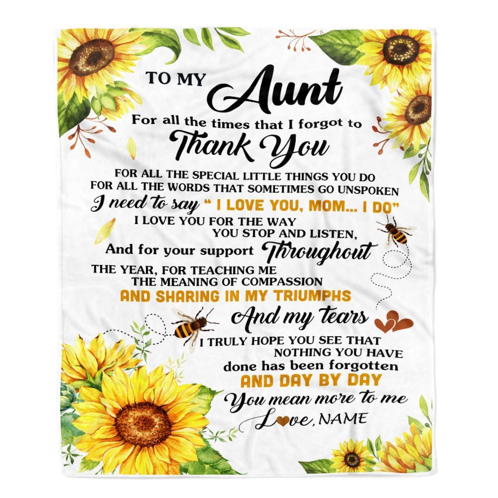 To My Aunt Blanket From Niece Nephew Sunflower Thank You I Love You, Personalized Blanket For Mom, Mother’s Day Gifts Blanket To My Aunt Blanket From Niece Nephew Sunflower Thank You I Love You, Personalized Blanket For Mom, Mother’s Day Gifts Blanket