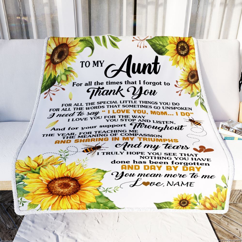 To My Aunt Blanket From Niece Nephew Sunflower Thank You I Love You, Personalized Blanket For Mom, Mother’s Day Gifts Blanket To My Aunt Blanket From Niece Nephew Sunflower Thank You I Love You, Personalized Blanket For Mom, Mother’s Day Gifts Blanket