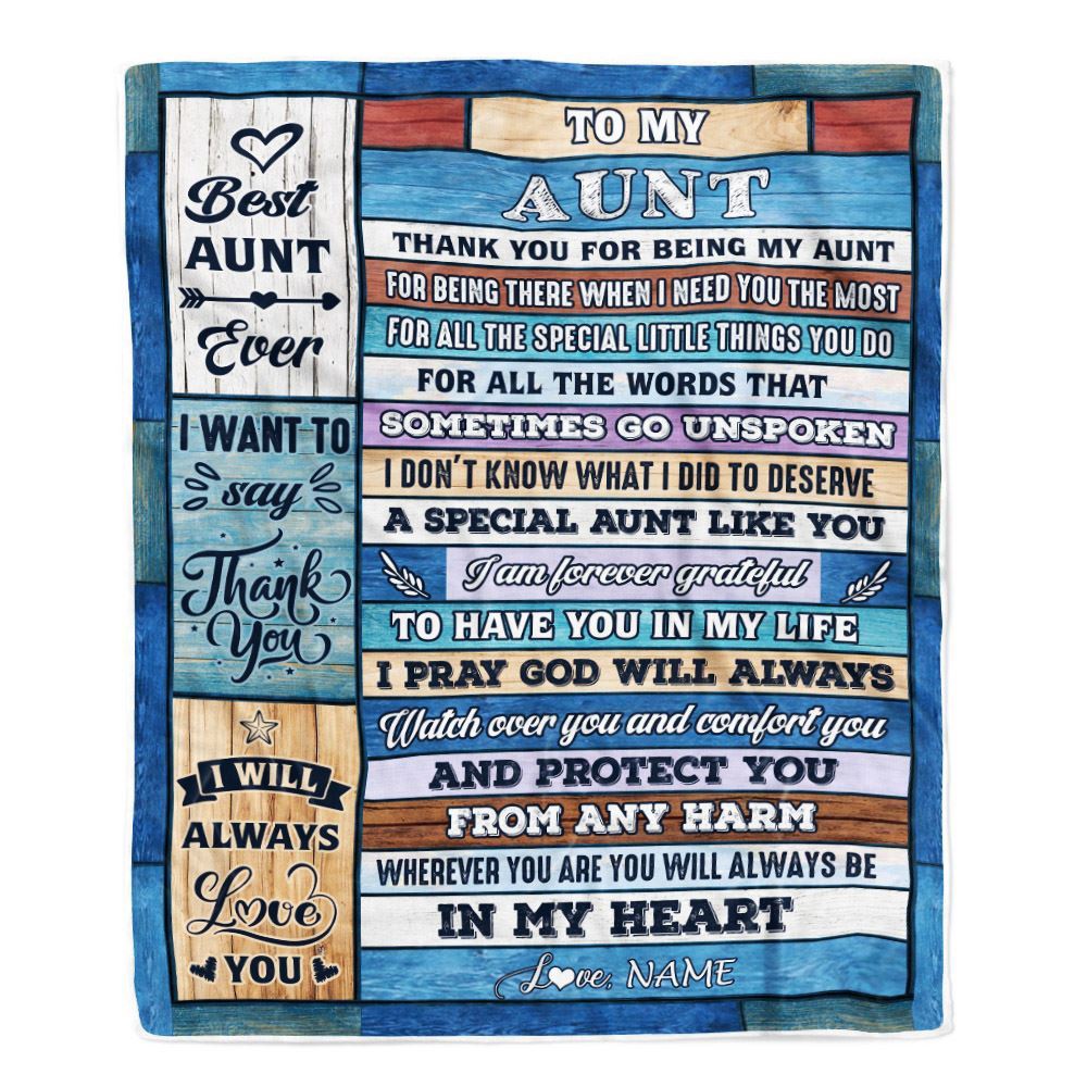 To My Aunt Blanket From Niece Nephew Wood Thank You For Being, Personalized Blanket For Mom, Mother’s Day Gifts Blanket